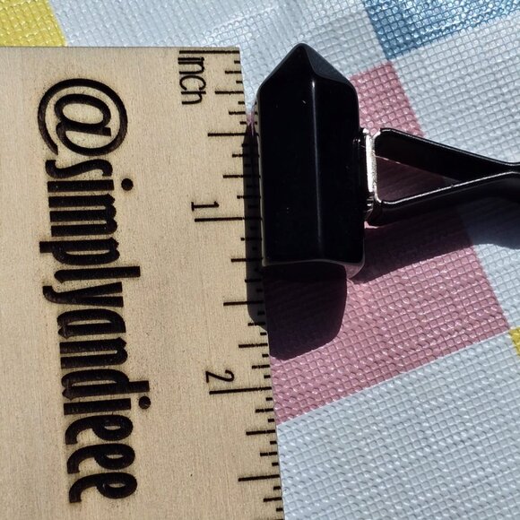 Black Obsidian Mini Tower Crystal Vent Clip - Picture 3 of 3
